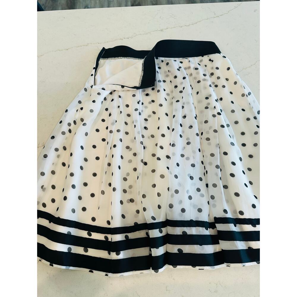 White House Black Market Polka Dot Skirt Knee Length Flowy Chic Timeless Glam 4 - Picture 5 of 9